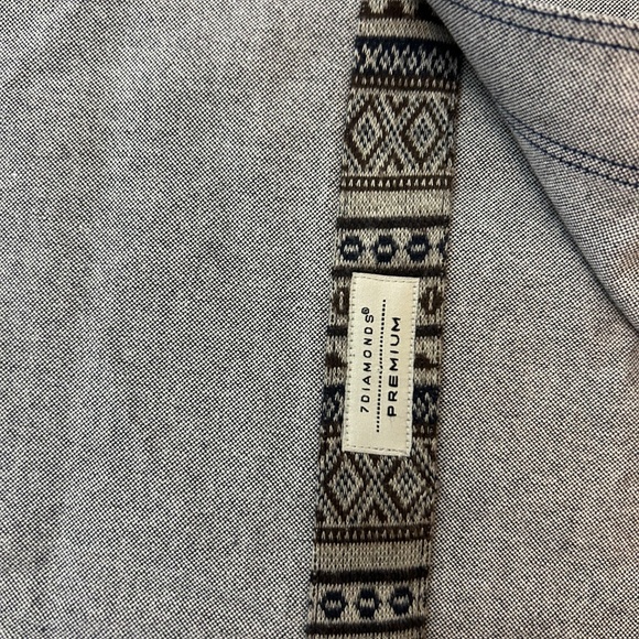 7 DIAMONDS Premium Shirt Men's XXL Gray Long‎ Sleeve Button Up Flip Cuff - Picture 7 of 9